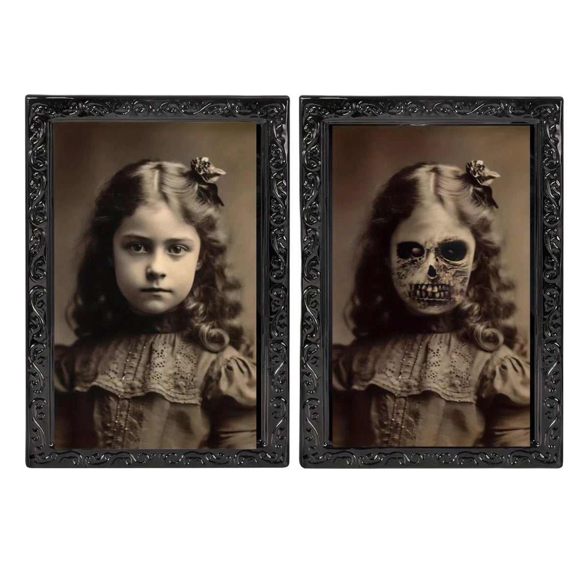 Halloween Decoration 3d Change Face Expression Moving Ghost Portrait Photo Frame Horror Party Castle Haunted House Props Decor - Grab & Glow
