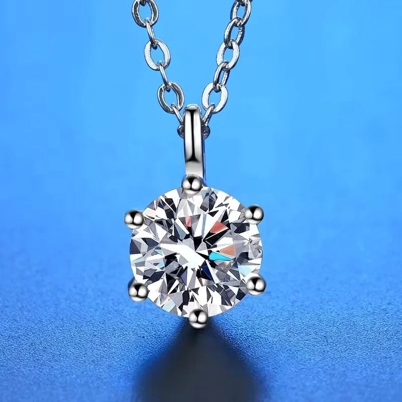 New 2ct Moissanite 925 Sterling Silver Necklace Pendant Chain Fine Jewelry for Woman Wedding Sparkling Classic Party Fashion - Grab & Glow