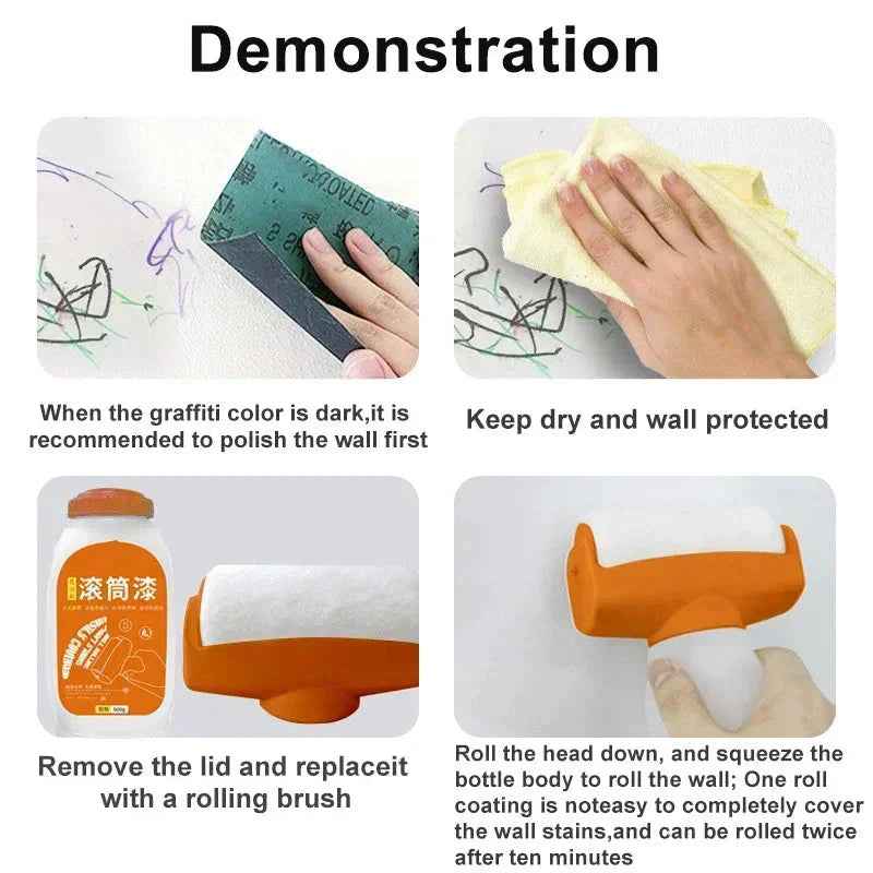 Antibacterial Wall Paint – Strong Repair Latex Paint with Roller Brush for Living Room & Kitchen - Grab & Glow