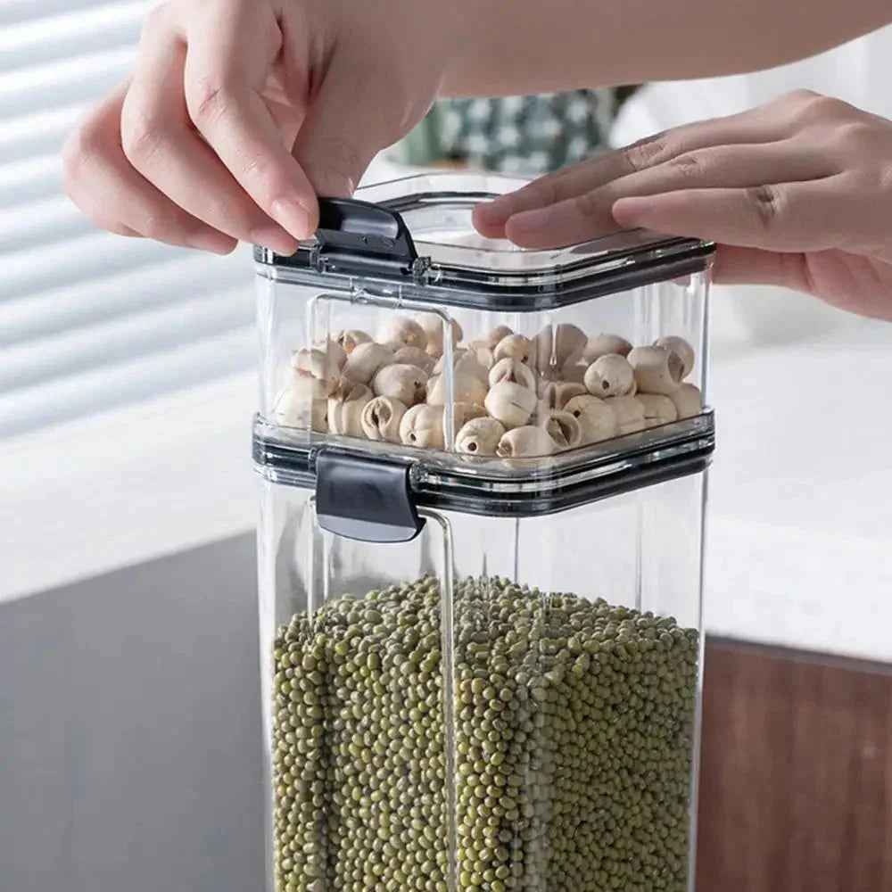 Multipurpose Food Storage Containers Set - Clear Jars with Lids for Cereal, Candy, and Dry Goods - Grab & Glow
