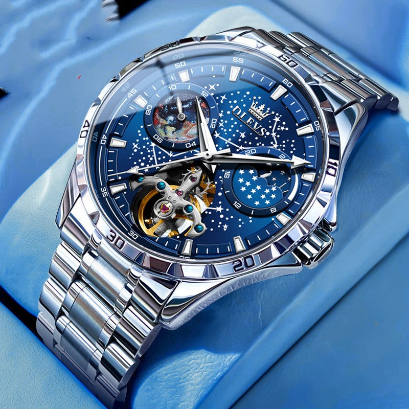 Fashion Starry Sky Mechanical Watch Business Hollow Waterproof Men - Grab & Glow