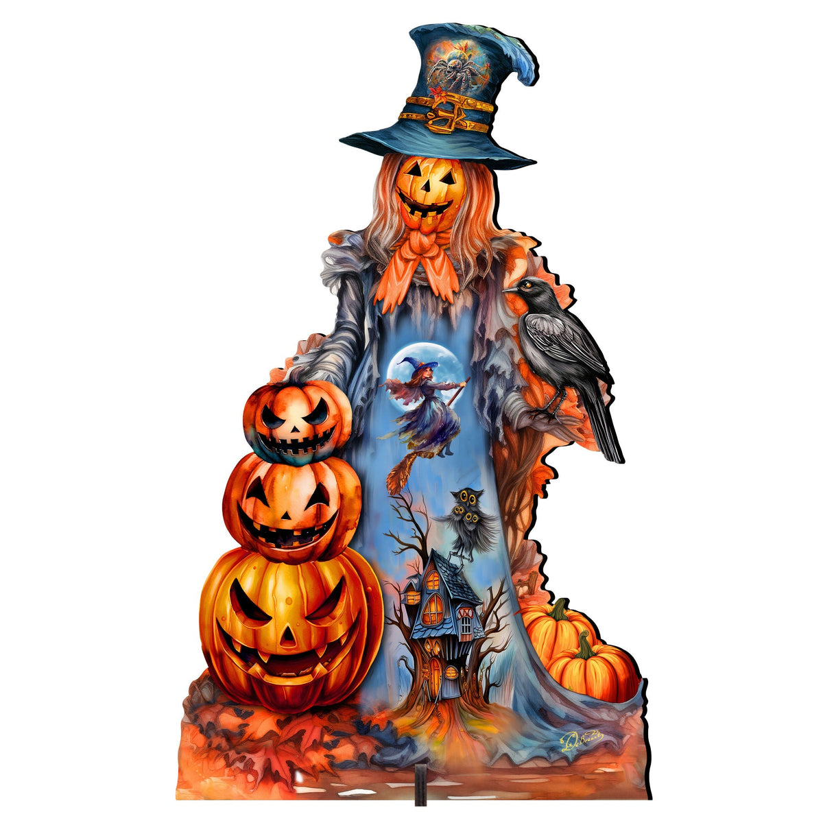 Halloween Pumpkin Scarecrow Freestanding Decor - Halloween Garden Decor by G. Debrekht - Halloween Decor- 8652796F - Grab & Glow