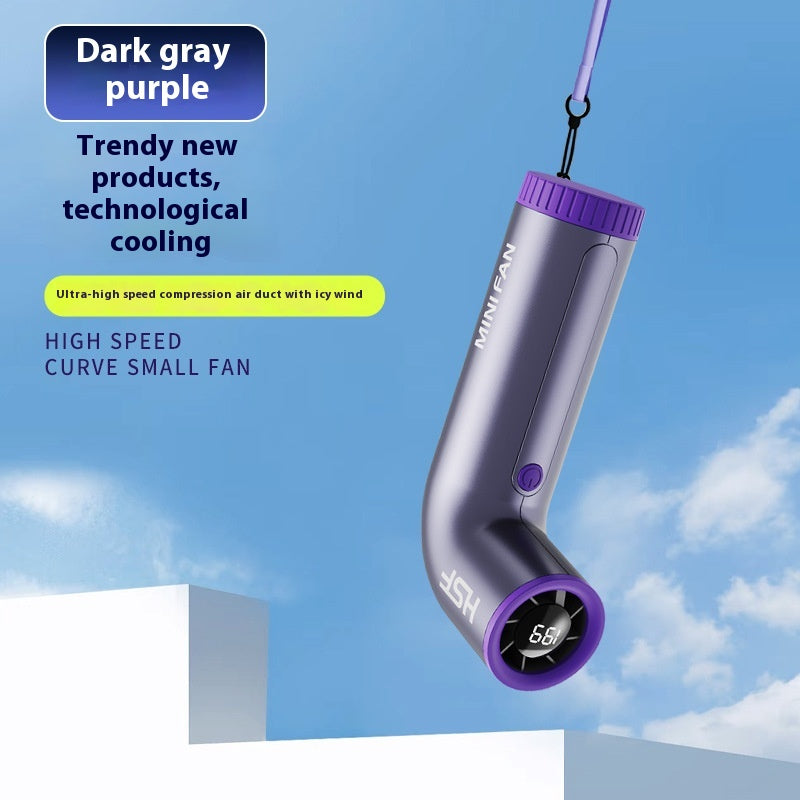 High-speed Portable Fan Little Turbine Digital Display Charging Long Endurance Portable Fan Rechargeable Strong Wind 199 Gear Speed Electric Adjustable Turbo Handheld Fan - Grab & Glow