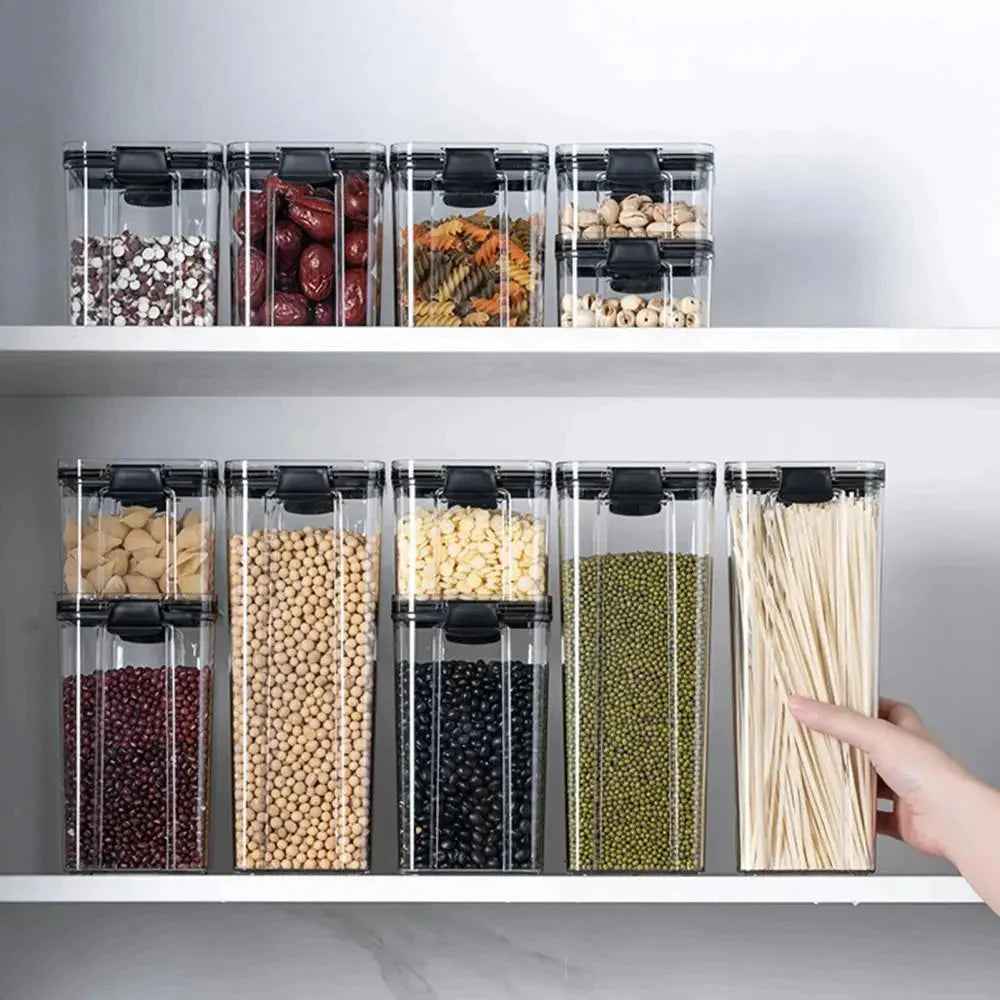 Multipurpose Food Storage Containers Set - Clear Jars with Lids for Cereal, Candy, and Dry Goods - Grab & Glow