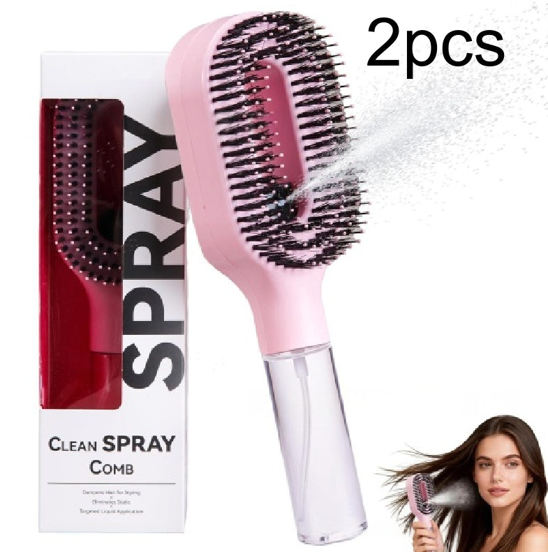 2in1 Sprayer Comb Detangling Scalp Massage Hairbrush With Spray Bottle Essential Oil Water Mist Spray Brush Anti-static Summer - Grab & Glow