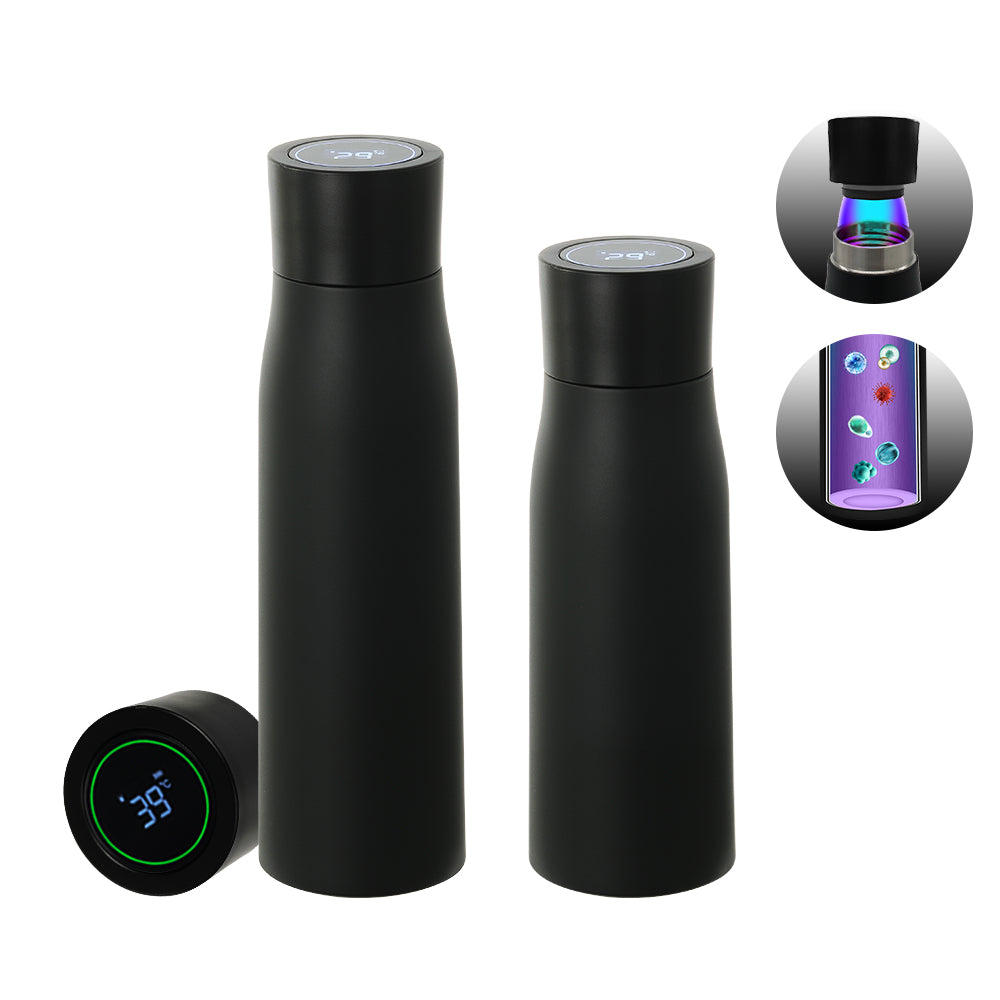 Thermal Water Bottle, Smart Temperature Display Insulated Cup, Stainless Steel Water Cup Tumbler Bottle - Grab & Glow