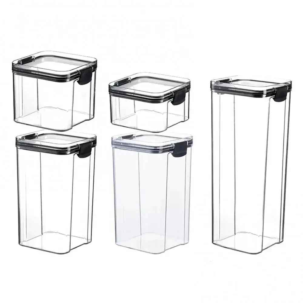 Multipurpose Food Storage Containers Set - Clear Jars with Lids for Cereal, Candy, and Dry Goods - Grab & Glow