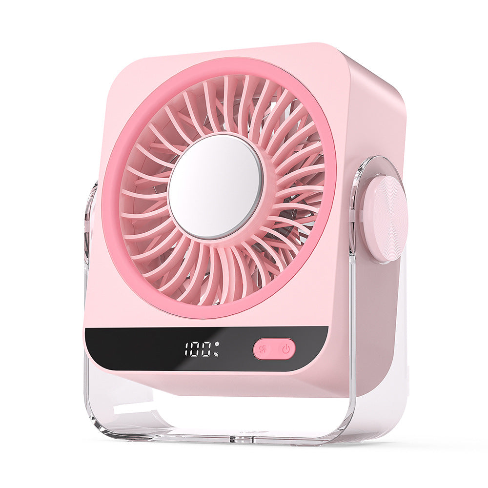 Rechargeable USB Desk Fan With Cooling Function 5 Speeds Quiet Portable Fan With Digital Display For Bedroom Office Travel - Grab & Glow