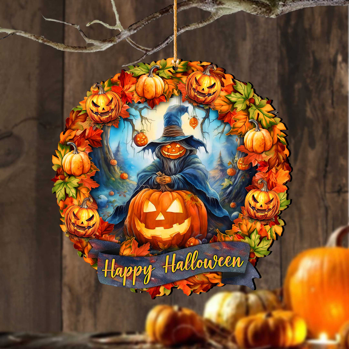 Happy Halloween Wreath Ornaments by G. Debrekht - Halloween Decor - 8652821 - Grab & Glow