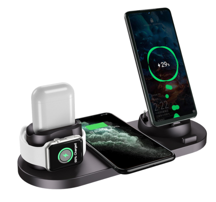 Wireless Charger For IPhone Fast Charger For Phone Fast Charging Pad For Phone Watch 6 In 1 Charging Dock Station - Grab & Glow