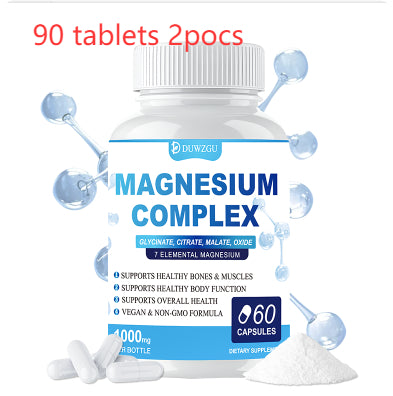 Magnesium Complex Supplement With Glycinate Citrate, Malate Oxide, Supports Bone, Muscle Digestive Health, Vegan Non-GMO, 60 Capsules - Grab & Glow