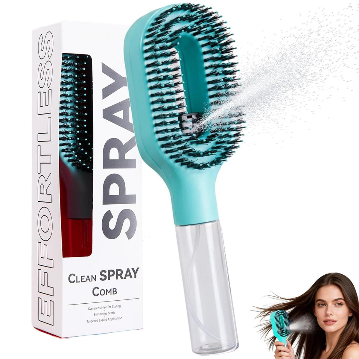 2in1 Sprayer Comb Detangling Scalp Massage Hairbrush With Spray Bottle Essential Oil Water Mist Spray Brush Anti-static Summer - Grab & Glow