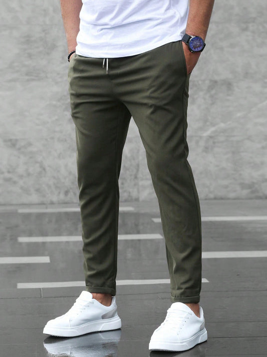 Men's Casual Drawstring Trousers With Pockets Fashion Slim Fit Skinny Pencil Pants Clothing - Grab & Glow