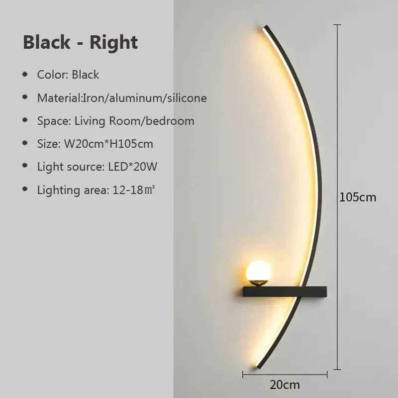 Modern LED Wall Lamp – Minimalist Art Design for Bedroom, Living Room, and Bathroom, Gold/Black - Grab & Glow