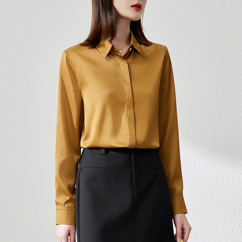 Graceful Satin Top OL Business Clothing Shirt For Women - Grab & Glow