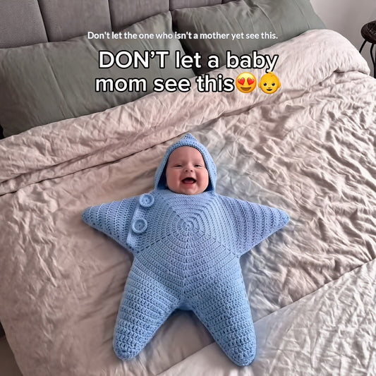 Crocheted Star-shaped Bodysuit Starfish Baby Sleeping Bag Newborn Baby Boy Girl Kids Cartoon Hooded Romper Jumpsuit Bodysuit Clothes Outfits Long Sleeve Playsuit Toddler One Piece Outfit - Grab & Glow