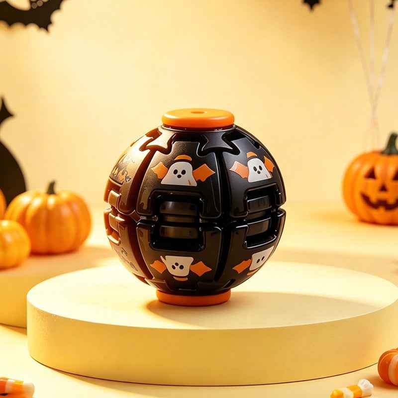 Halloween Pumpkin Press-and-Spin Glowing Night Light Gyro Stress-Relief Toy - Grab & Glow