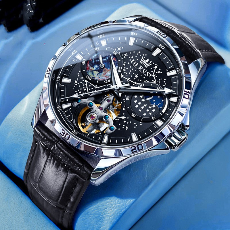 Fashion Starry Sky Mechanical Watch Business Hollow Waterproof Men - Grab & Glow