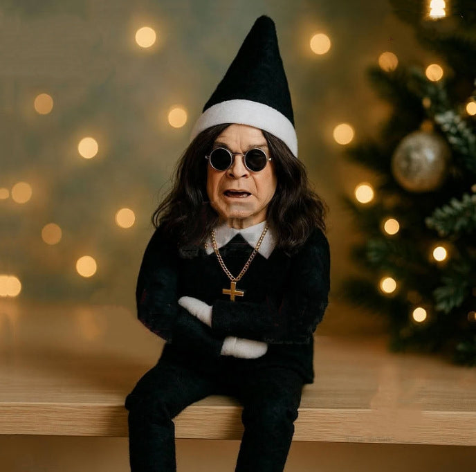 Fashion Ozzy Christmas Elf Doll Xmas Trees Decoration Ornaments Music Godfather Classic Sitting Posture Noel Elf Plush Toys - Grab & Glow