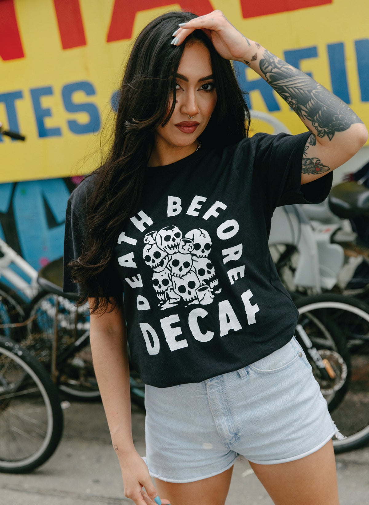 Death Before Decaf Tee - Grab & Glow