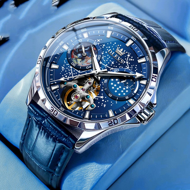 Fashion Starry Sky Mechanical Watch Business Hollow Waterproof Men - Grab & Glow