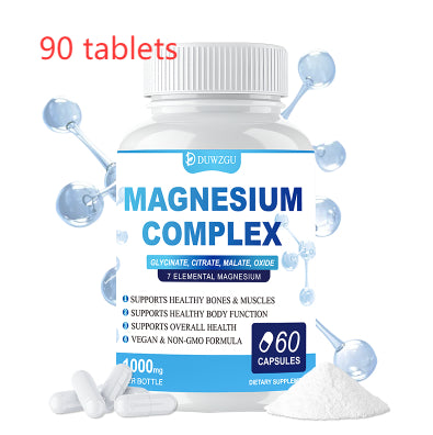 Magnesium Complex Supplement With Glycinate Citrate, Malate Oxide, Supports Bone, Muscle Digestive Health, Vegan Non-GMO, 60 Capsules - Grab & Glow