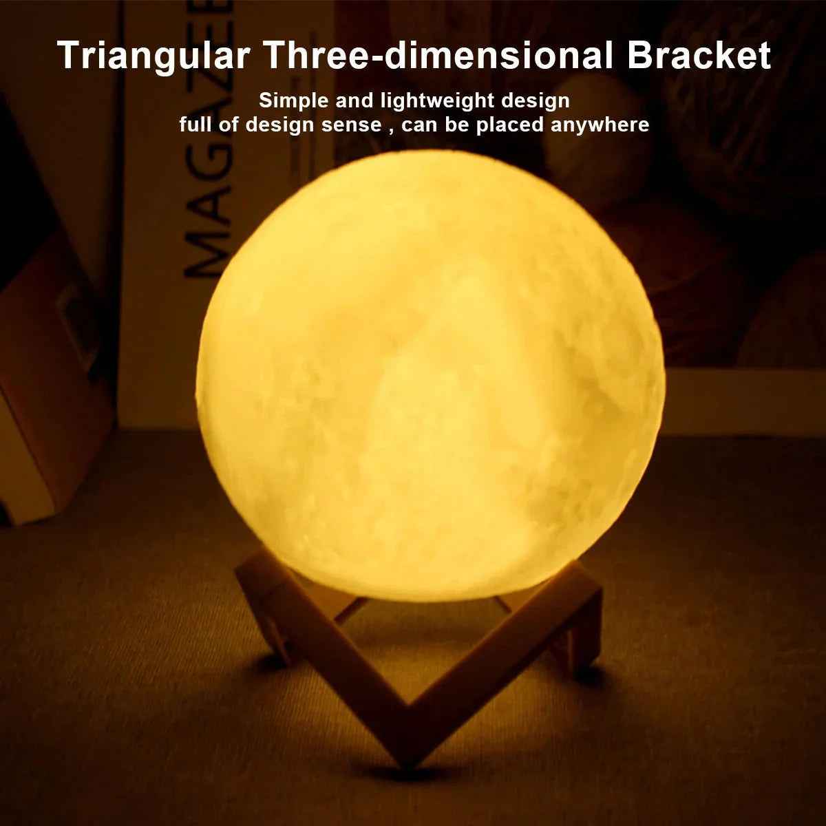 D5 Starry Moon Lamp 8Cm - LED Night Light with Stand, Perfect for Bedroom Decor and Gifts - Grab & Glow