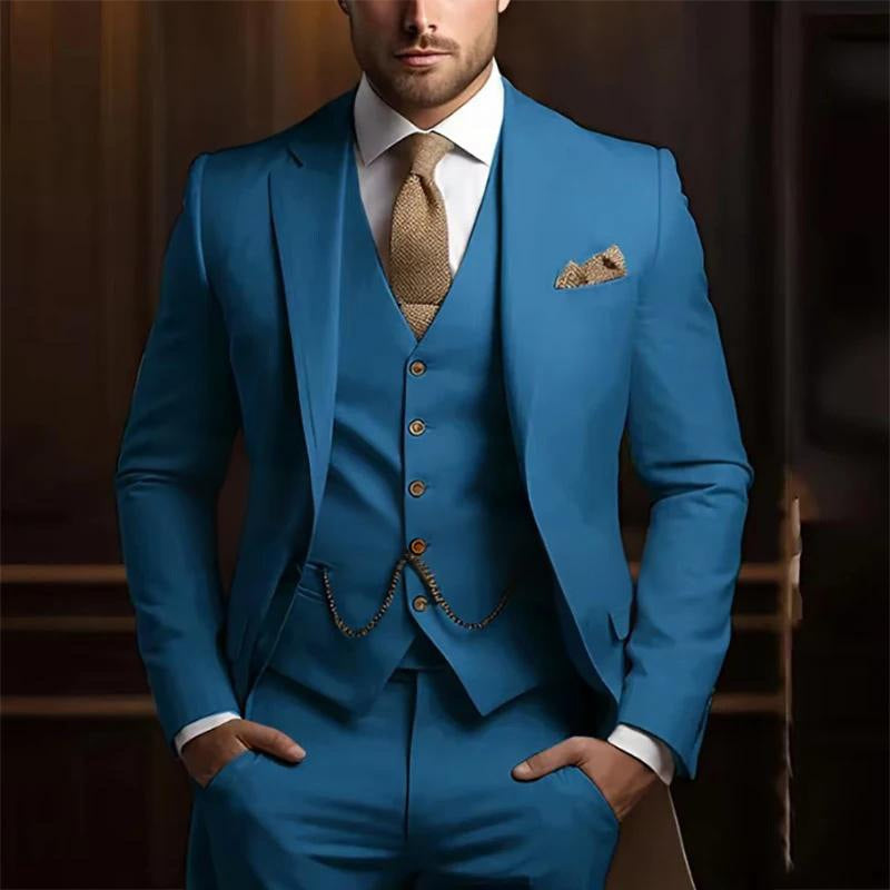 Men's High-grade Gentleman Temperament Slim Suit Three-piece Suit - Grab & Glow