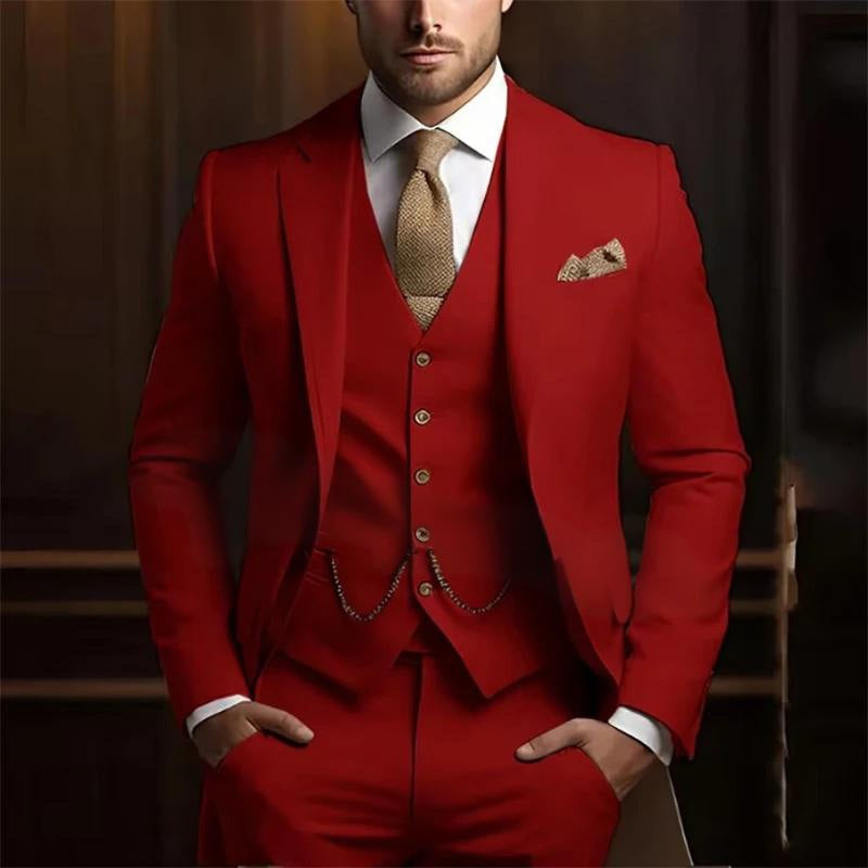 Men's High-grade Gentleman Temperament Slim Suit Three-piece Suit - Grab & Glow