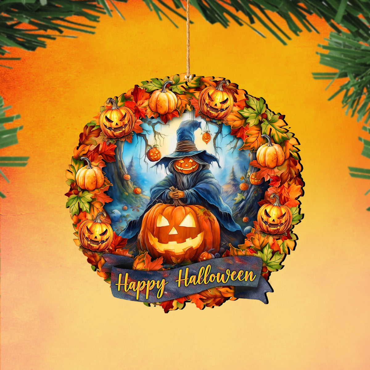 Happy Halloween Wreath Ornaments by G. Debrekht - Halloween Decor - 8652821 - Grab & Glow