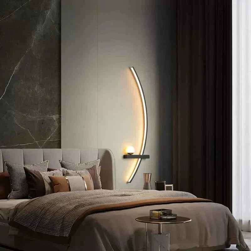 Modern LED Wall Lamp – Minimalist Art Design for Bedroom, Living Room, and Bathroom, Gold/Black - Grab & Glow