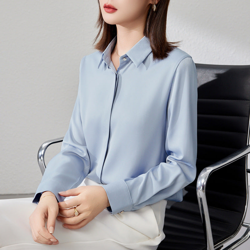 Graceful Satin Top OL Business Clothing Shirt For Women - Grab & Glow