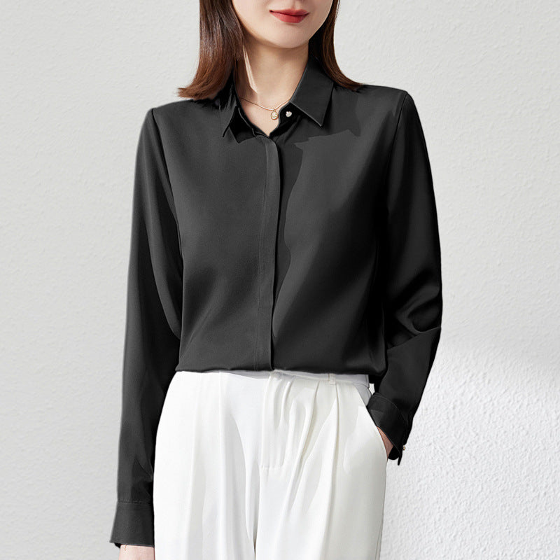 Graceful Satin Top OL Business Clothing Shirt For Women - Grab & Glow