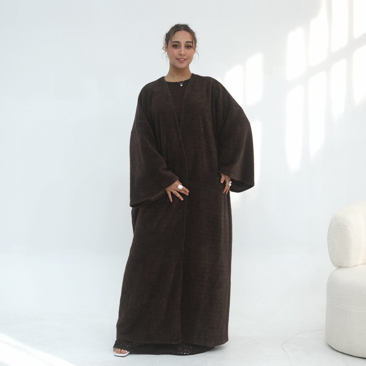 Women's Thick Solid-color Knitted Robe Cardigan - Grab & Glow