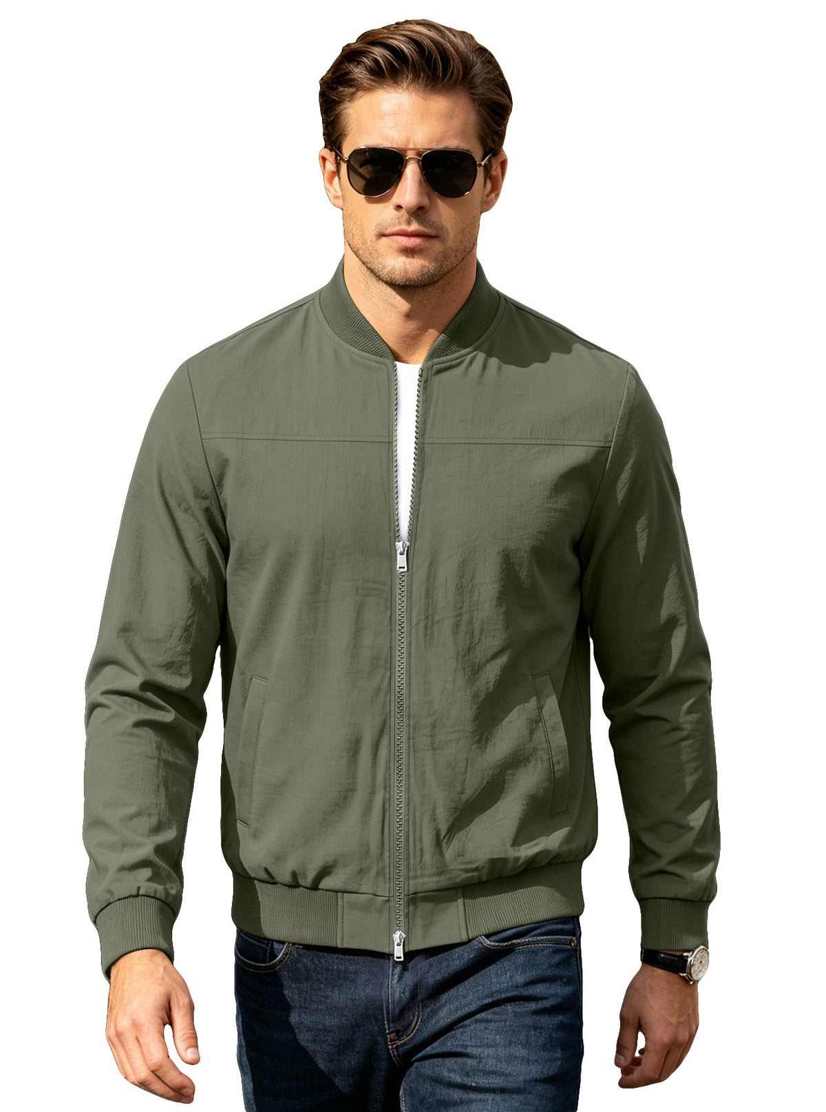 Men's Zip-up Long-sleeve Cardigan - Grab & Glow