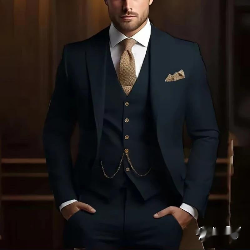 Men's High-grade Gentleman Temperament Slim Suit Three-piece Suit - Grab & Glow