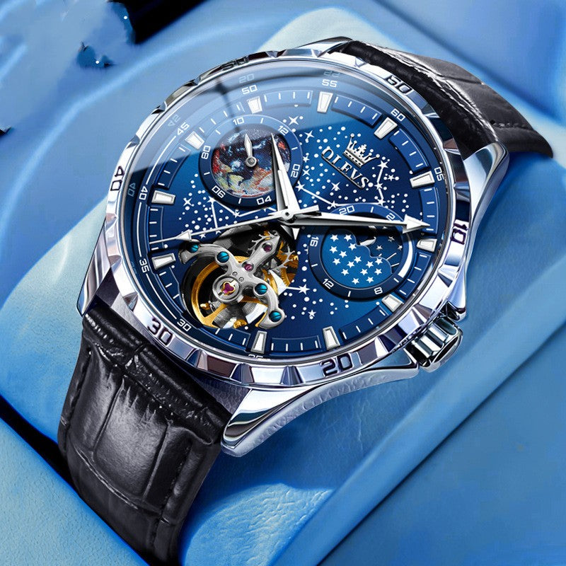 Fashion Starry Sky Mechanical Watch Business Hollow Waterproof Men - Grab & Glow