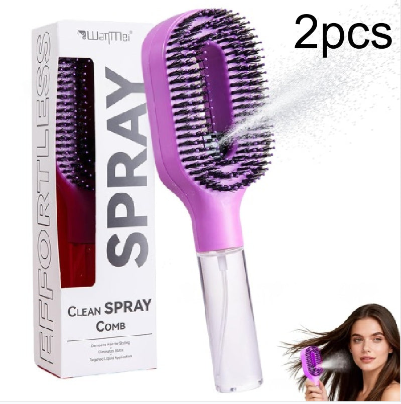 2in1 Sprayer Comb Detangling Scalp Massage Hairbrush With Spray Bottle Essential Oil Water Mist Spray Brush Anti-static Summer - Grab & Glow