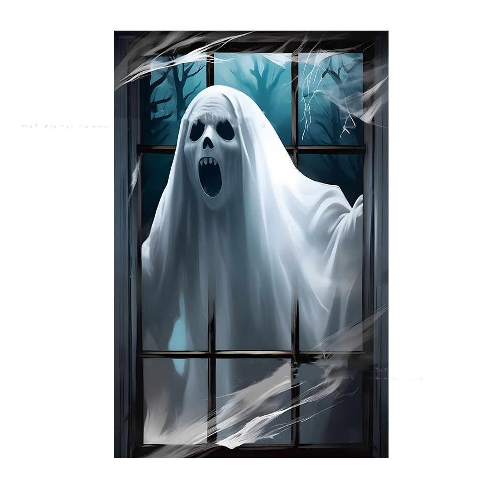 3D Halloween Witch Window Cover — Spooky Horror Door & Window Decoration - Grab & Glow
