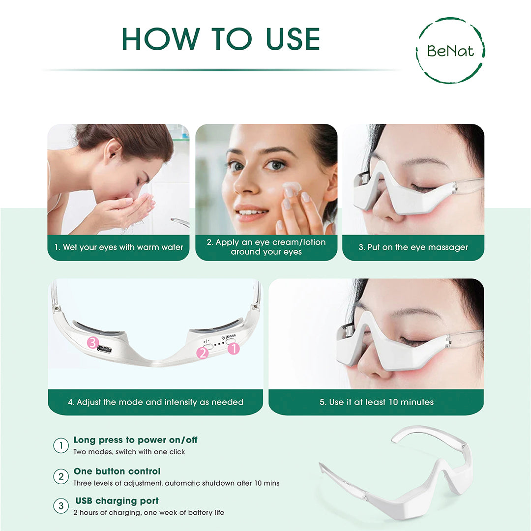 Under-Eye Red Light Therapy Skin Rejuvenation and Relaxation Massager - Grab & Glow