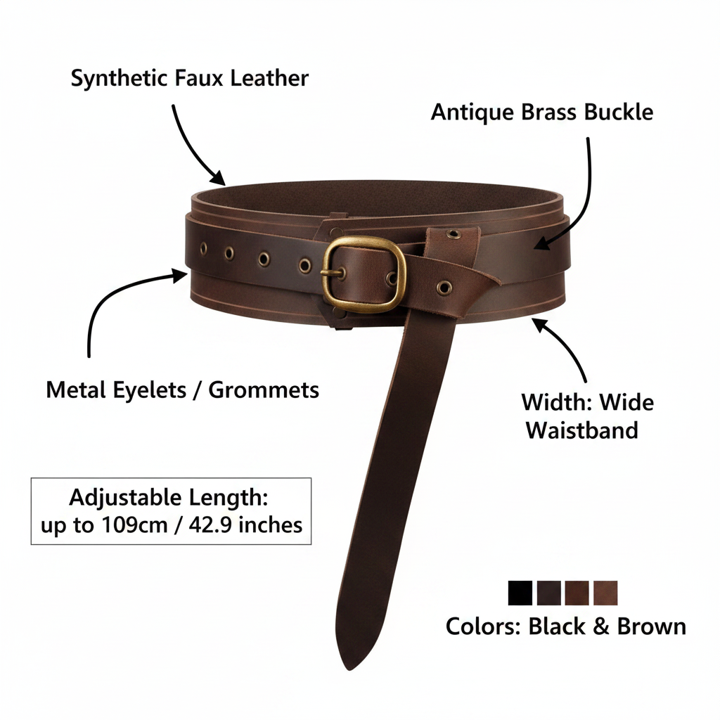 Medieval Viking Leather Belt – Knight Waistband for Halloween, LARP & Renaissance Costume - Grab & Glow
