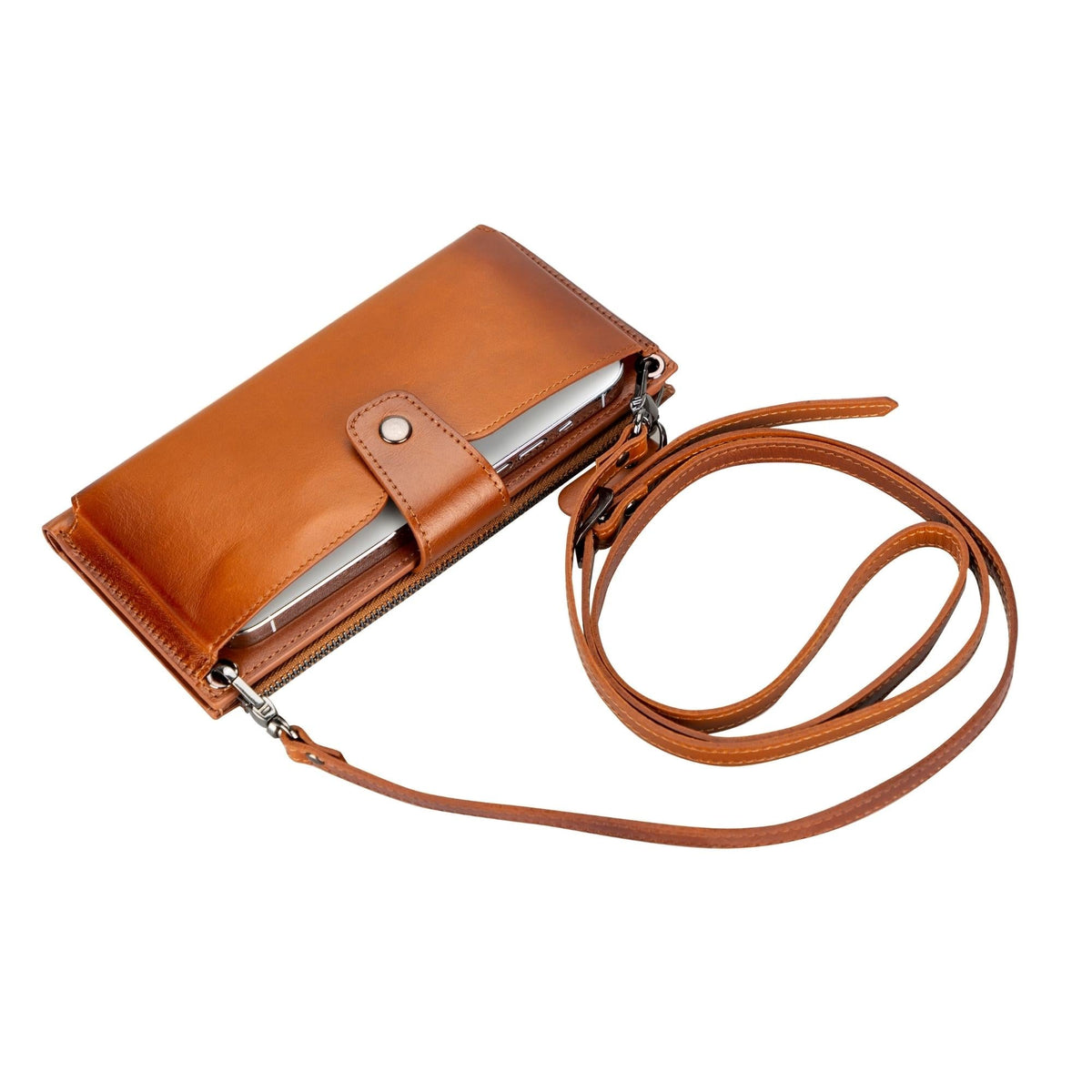 Kaycee Leather Women's Cell Phone Wallet with Strap - Grab & Glow