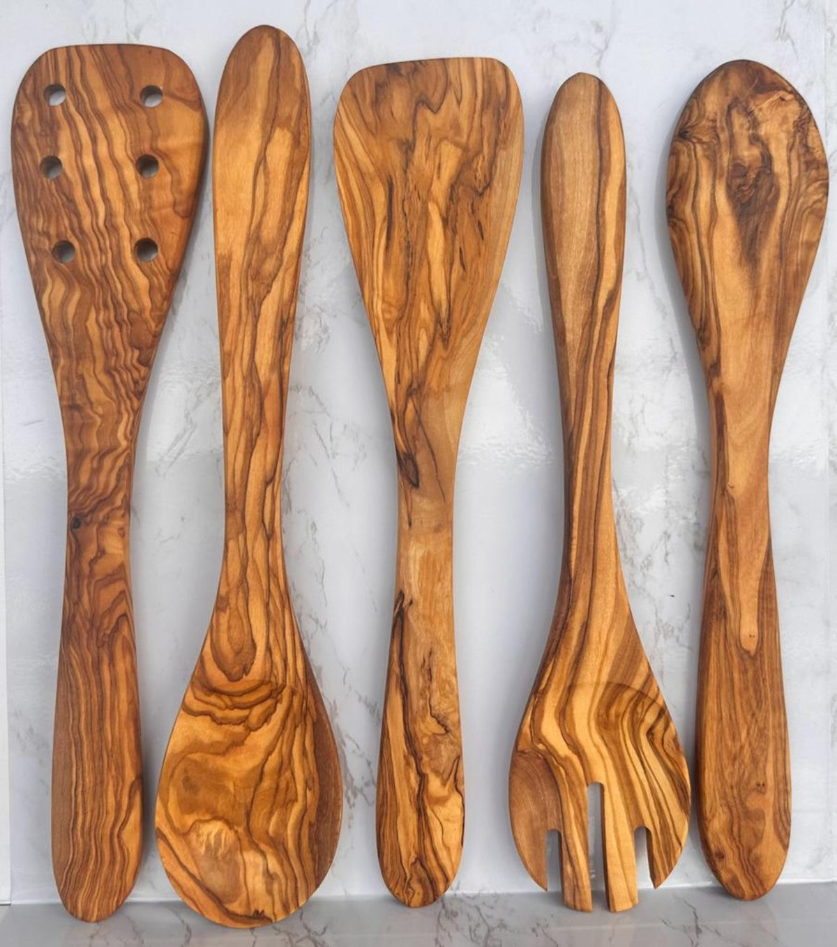 Olive Wood Kitchen Servers Set -5 pcs - Grab & Glow