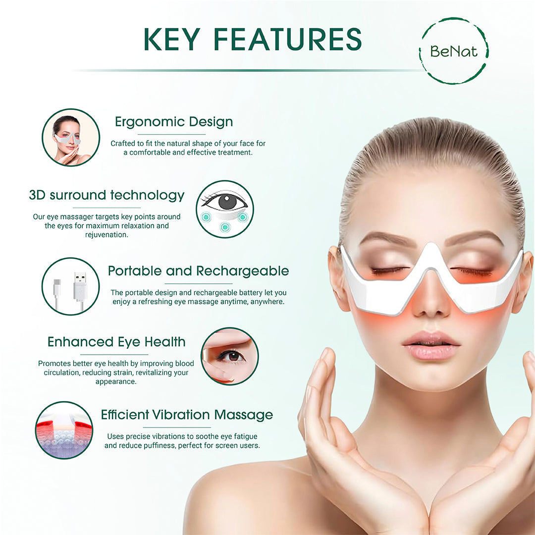 Under-Eye Red Light Therapy Skin Rejuvenation and Relaxation Massager - Grab & Glow