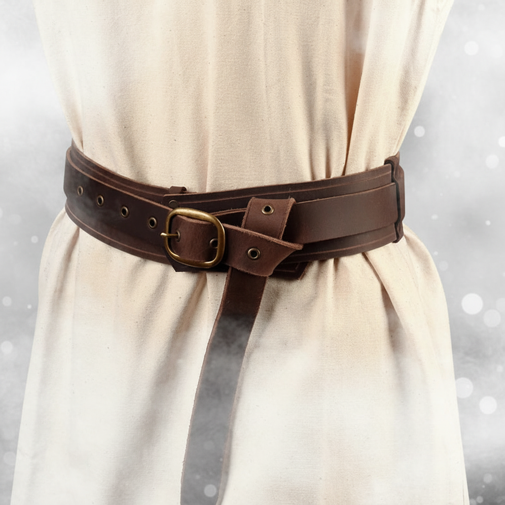 Medieval Viking Leather Belt – Knight Waistband for Halloween, LARP & Renaissance Costume - Grab & Glow