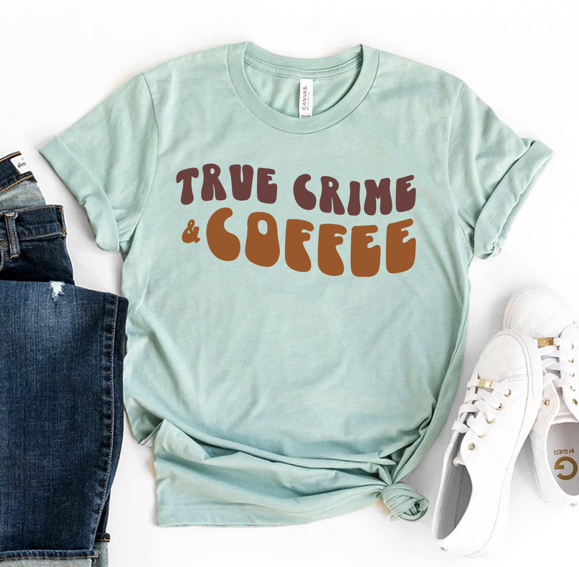 True Crime And Coffee T-shirt - Grab & Glow